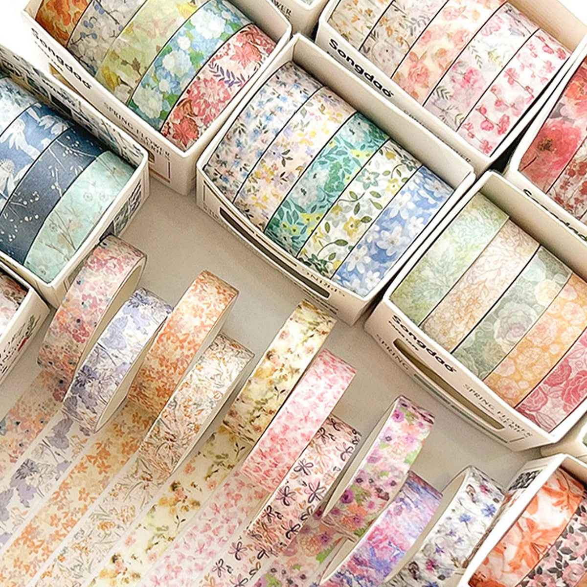 5 Rolls of Flower Washi Tape, Decorative tape for craft projects