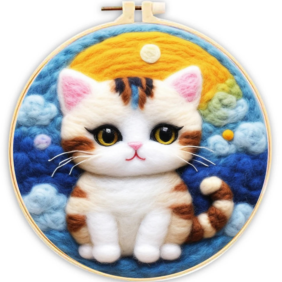 Needle Felting Kit With Frame: Cute Cats