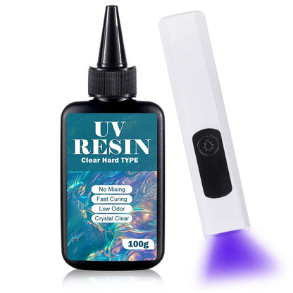 UV Resin Kit with Light, Crystal Clear Ultraviolet Curing UV Resin for Jewelry Making and Molds Casting
