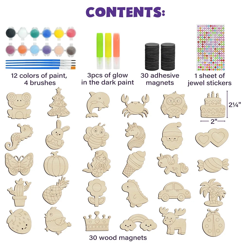 Wooden Magnets Glow in the Dark Painting Kit for Kids