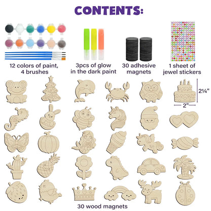 Wooden Magnets Glow in the Dark Painting Kit for Kids
