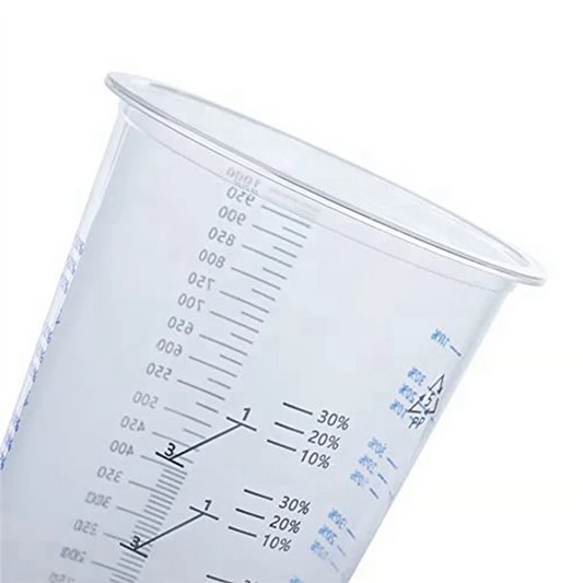 32 Oz (1000Ml) Disposable Clear Graduated Plastic Mixing and Measuring Cups For Paint and Resin, 25 Pack