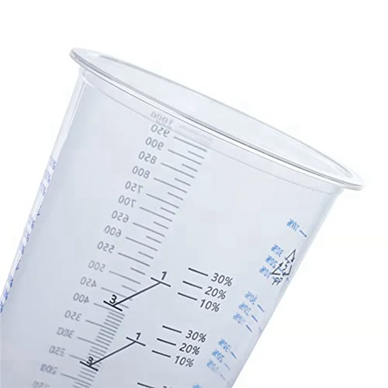 32 Oz (1000Ml) Disposable Clear Graduated Plastic Mixing and Measuring Cups For Paint and Resin, 25 Pack