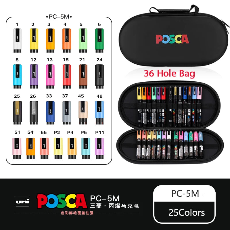 POSCA Multi-Color Marker Pen Set with case