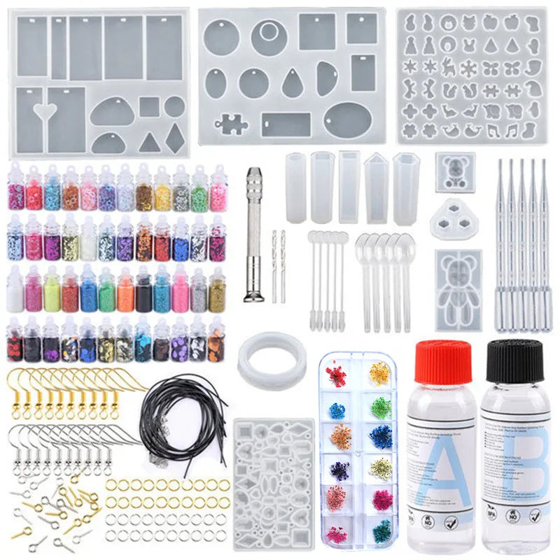 Silicone Mold Starter Kit with 1:1 Clear Epoxy Resin for Jewelry Making