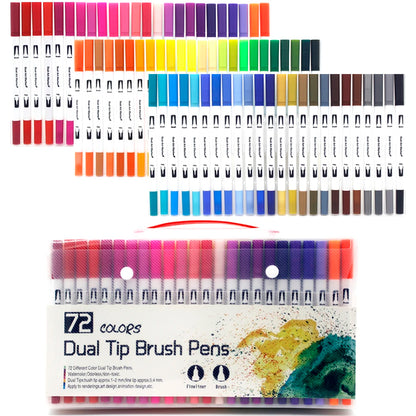 Dual-Tip Watercolor Brush Pens - Available in Sets of 12/24/36/48/60/72/100/120 Colors