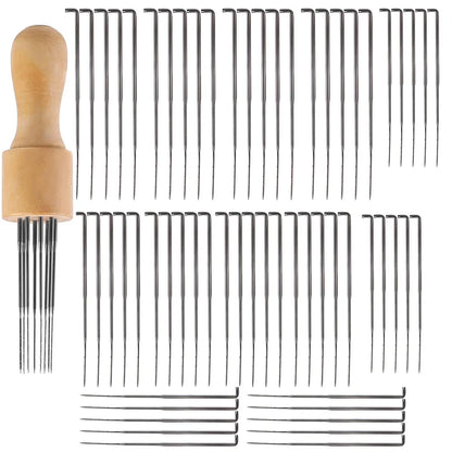 3 Sizes of Wool Felting Needles - Wood Handle for DIY Wool Felting Projects