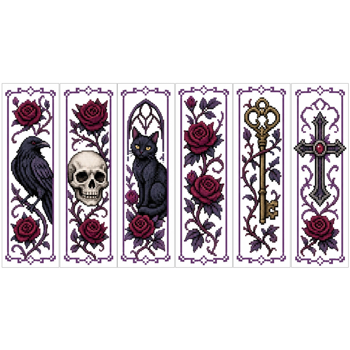 Cross Stitch Bookmark Kit – 6 Stamped 14CT Bookmarks, 12 Themes