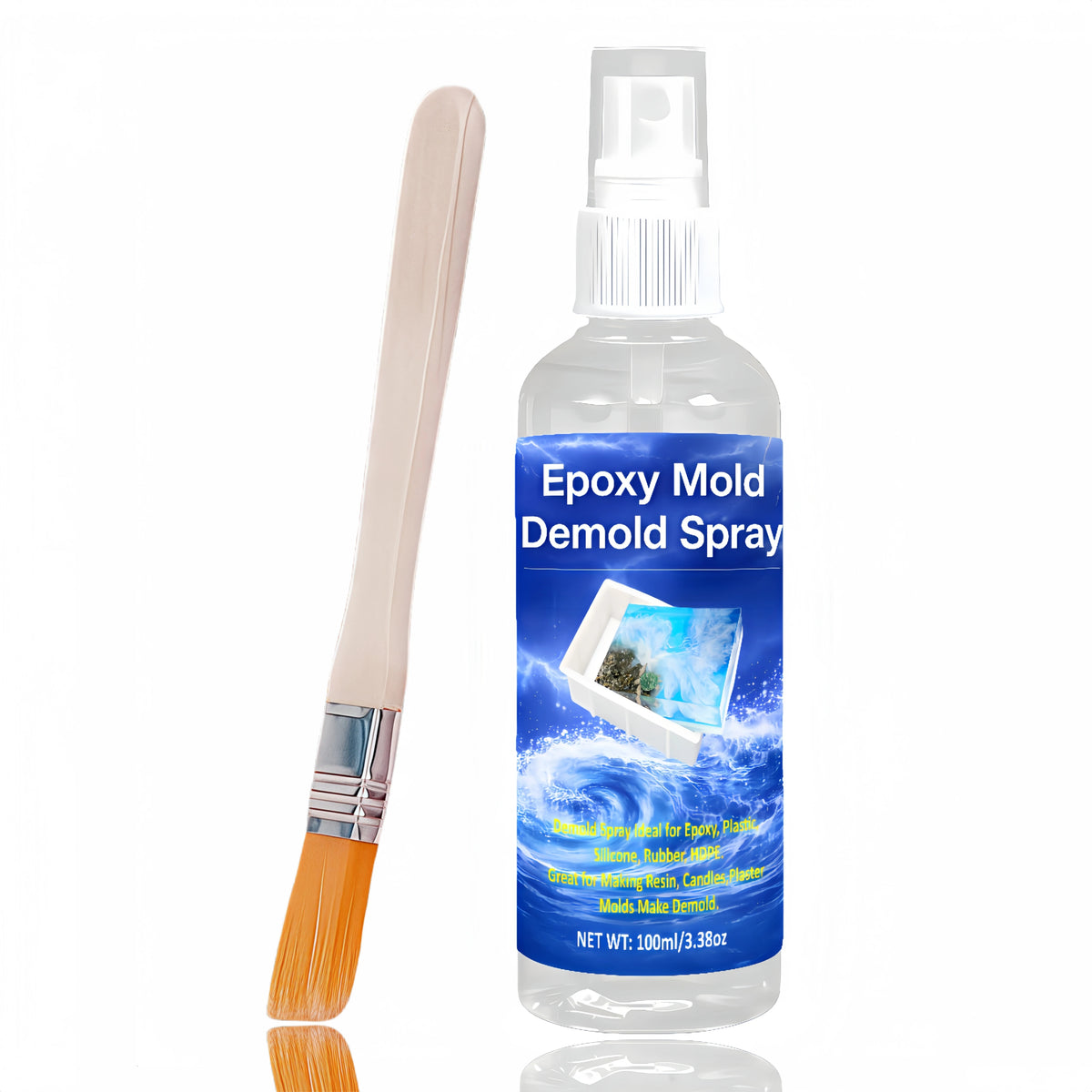 Mold Release Spray with Brush, Non-Stick for Epoxy Resin & Candles, Easy Demolding, Extends Mold Life – Jewelry Casting Supplies