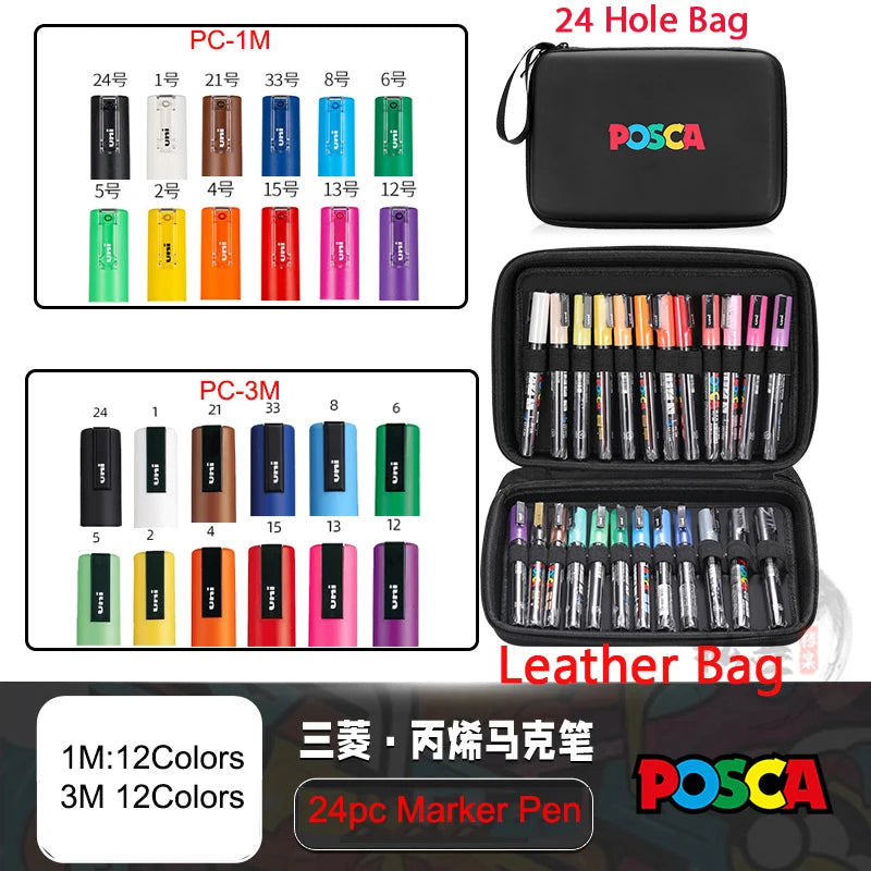 POSCA Multi-Color Marker Pen Set with case