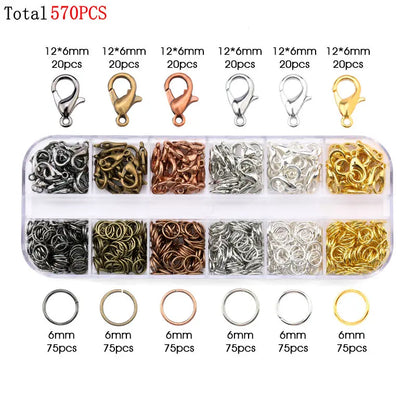 Various Jewelry Finding Kits for Making Earrings. Bracelets, Necklaces: Lobster Clasps, Open Jump Rings, Tools. Jewelry Making Supplies