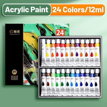 Vibrant Acrylic Paint Set 12/18/24/36 Colors, 12ml/0.42oz each tube