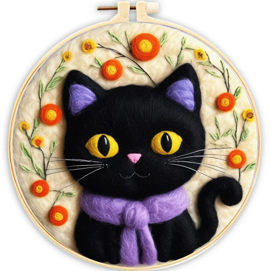 Needle Felting Kit With Frame: Cute Cats