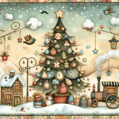 Diamond Art Christmas Tree Kits - Round and Various Sizes