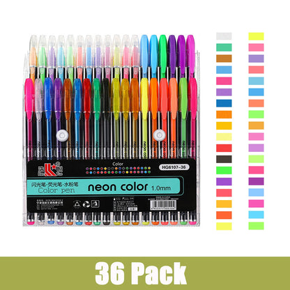 Glitter Neon Gel Pens - Sets of 24, 35, 48, or 60 Colored Metallic Glitter Pens