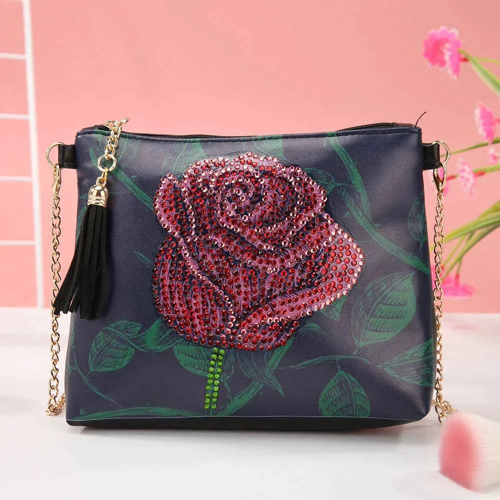 Floral Diamond Art Handbag Kit, PU Leather, 4 Designs