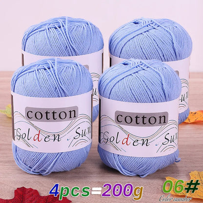 4 Pieces = 200g 100% Pure Cotton Yarn