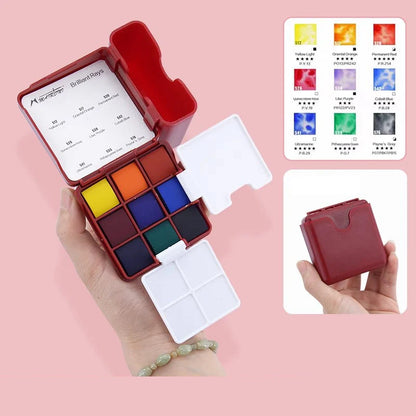 Travel Watercolor Paint Set - 9 Colors
