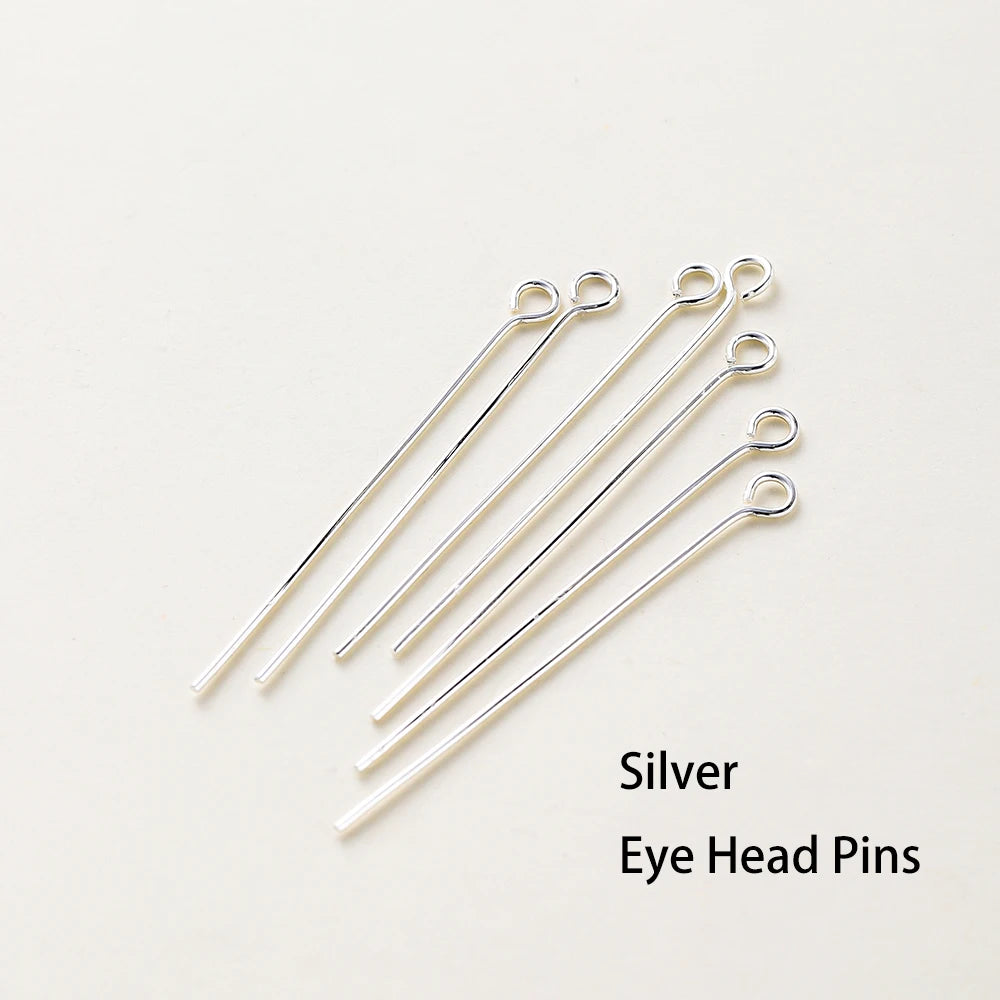 100pcs 16-50mm Flat Head, Ball and Eye Head Pins - Silver, Rhodium, Platinum and Gold - Jewelry Making Findings