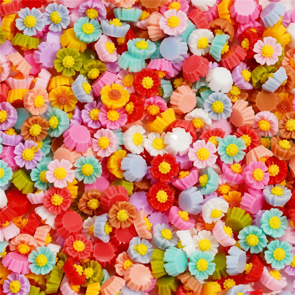 Mixed Flowers Resin Fillings for Jewelry Making - 100Pcs 6mm