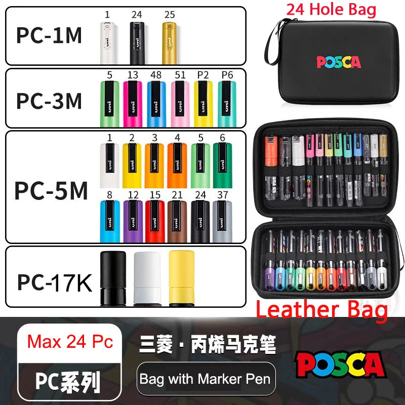 POSCA Multi-Color Marker Pen Set with case