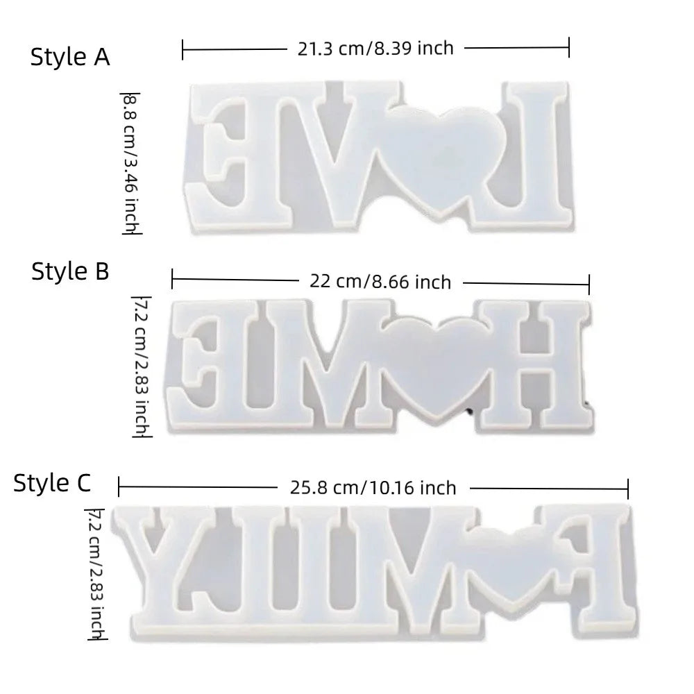 Heart Shaped Silicone Love, Home and Family Candle Mold