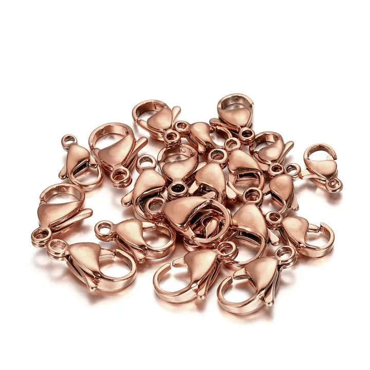 10 or 20Pcs Lobster Clasps - Rose Gold Color for Bracelets and Necklaces