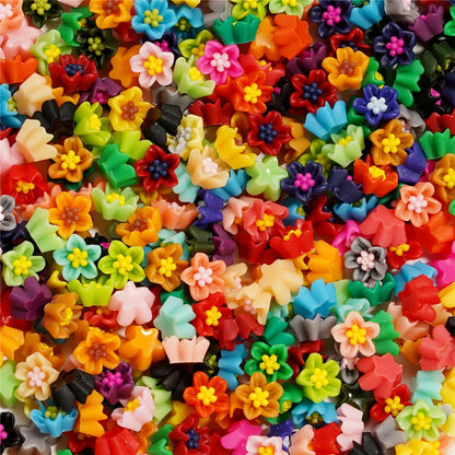 Mixed Flowers Resin Fillings for Jewelry Making - 100Pcs 6mm