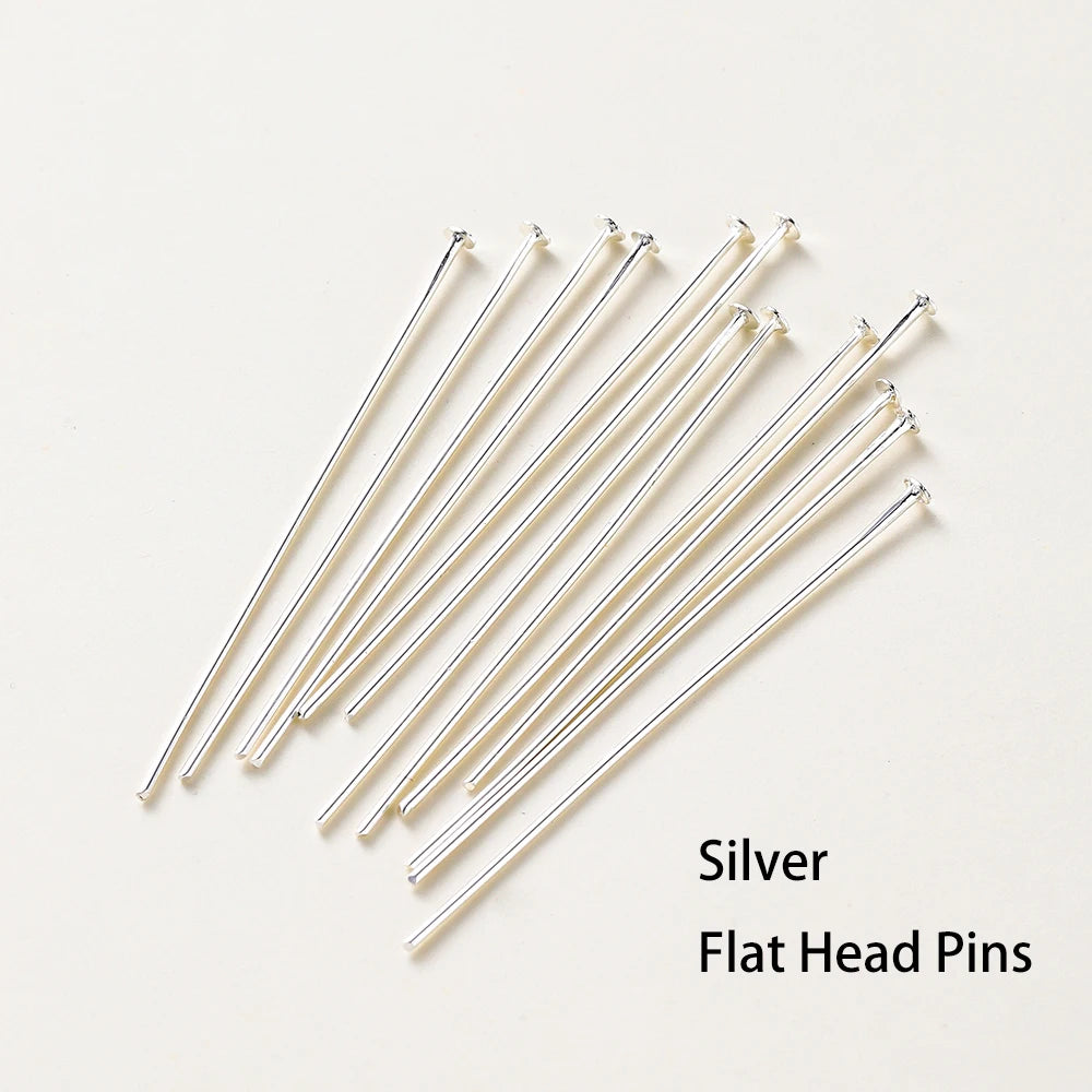 100pcs 16-50mm Flat Head, Ball and Eye Head Pins - Silver, Rhodium, Platinum and Gold - Jewelry Making Findings