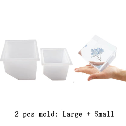 Crystal Epoxy Resin Cube Mold - Bevel Lamp Holder Sold Separately