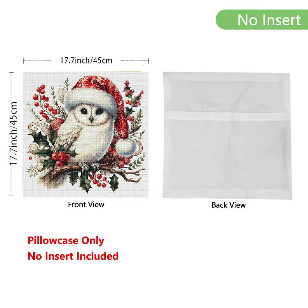 Christmas  Owl Counted Cross Stitch 11ct Set DIY pillow Kit
