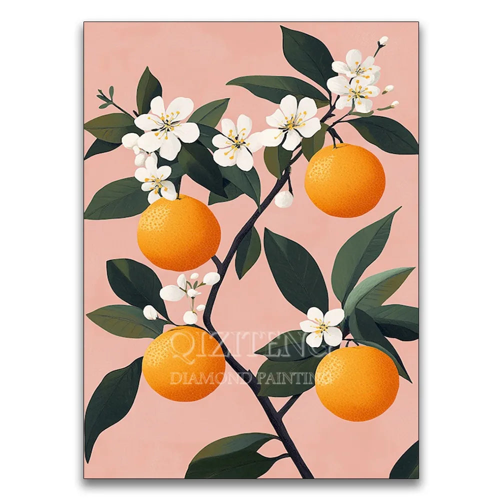 Floral, Citrus & Landscape Diamond Painting Kit, 12 Designs, Round or Square