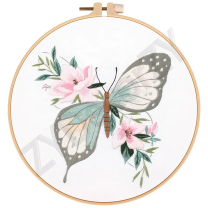 Butterfly, Animals and Flowers Embroidery Kits - 20x20cm