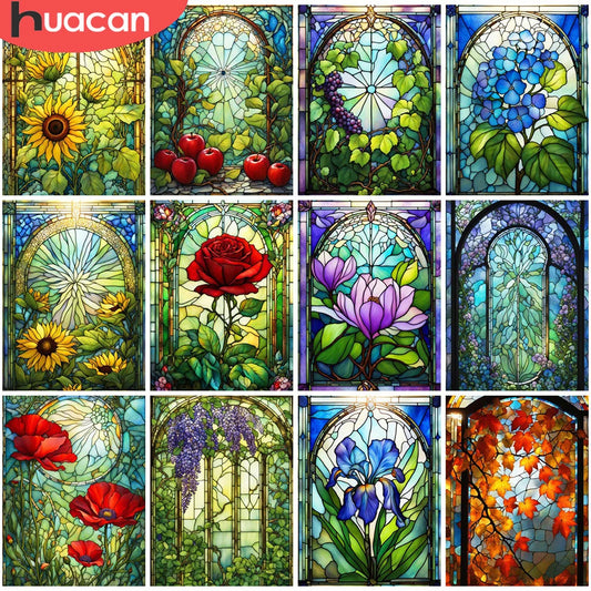 Diamond Painting Kits of Flowers, Different Sizes Available in a Round or Rectangle Shape