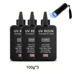 UV Resin-100/500g  Crystal Clear Ultraviolet Curing UV Resin Kit with Light for Jewelry Making