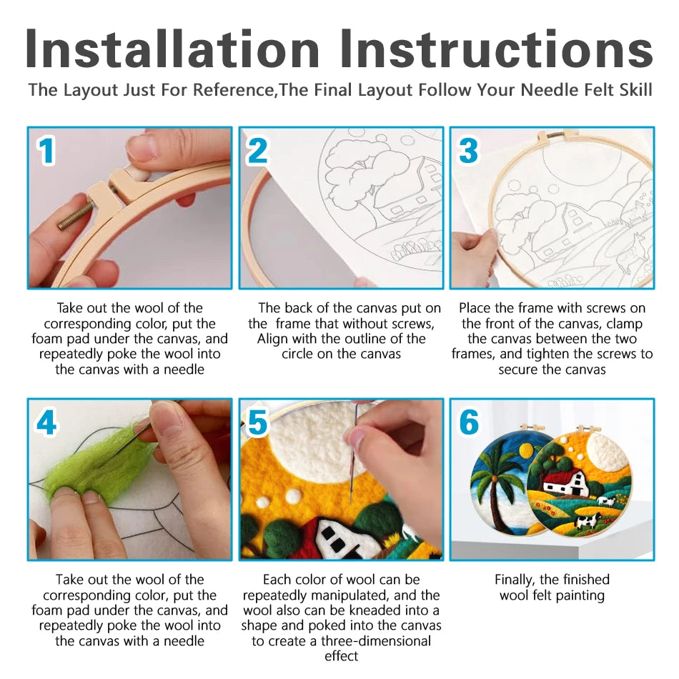 Installation instructions for the hook and beginning to felt.