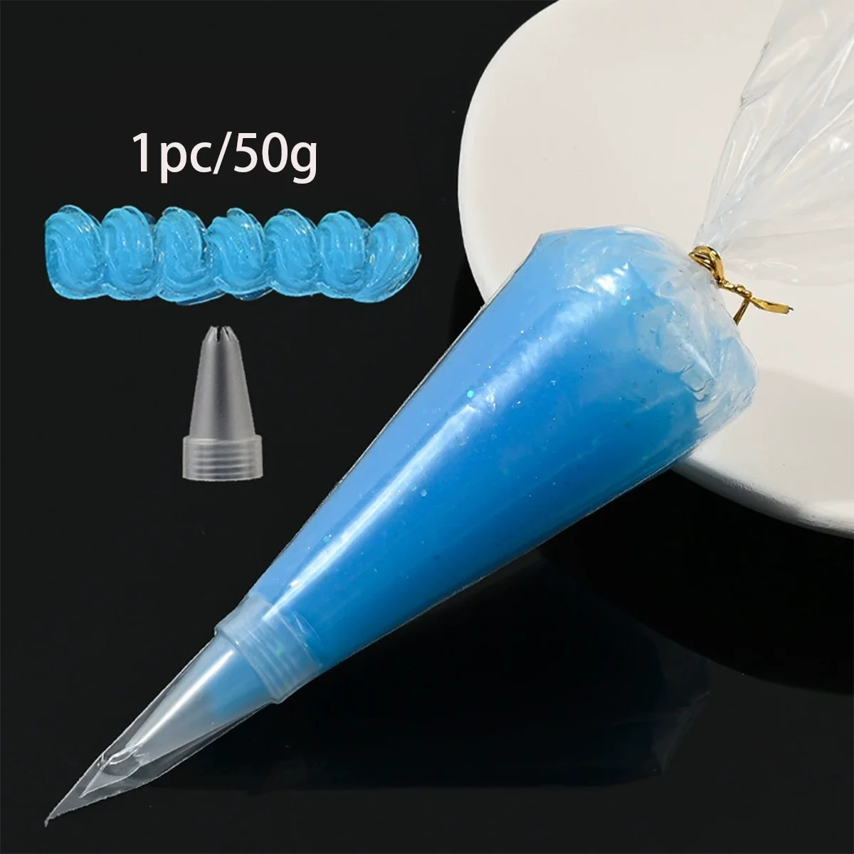 50g Crystal Clear Blue Jelly Glue for DIY Crafts | Simulated Cream Glue | Phone Case Decoration, Party Favors, Art Supplies (Non-Toxic). Comes with a design tip.