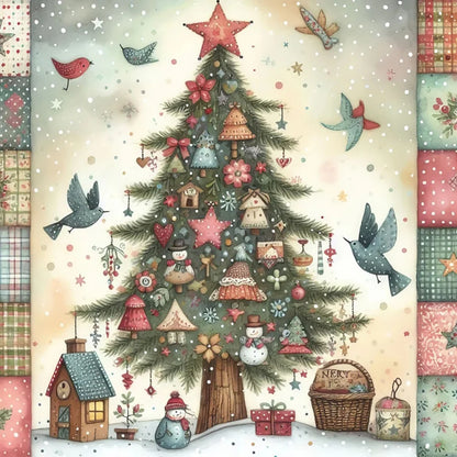 Diamond Art Christmas Tree Kits - Round and Various Sizes
