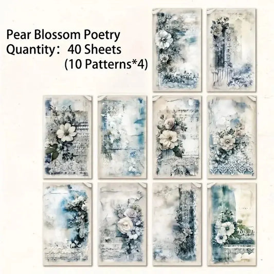 40 PCs Vintage Paper for Scrapbooking