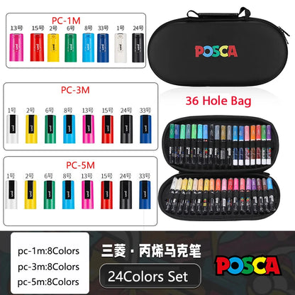 POSCA Multi-Color Marker Pen Set with case