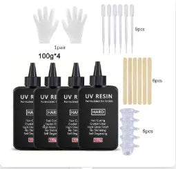 UV Resin-100/500g  Crystal Clear Ultraviolet Curing UV Resin Kit with Light for Jewelry Making
