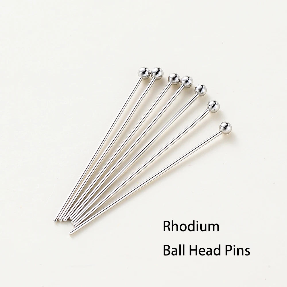 100pcs 16-50mm Flat Head, Ball and Eye Head Pins - Silver, Rhodium, Platinum and Gold - Jewelry Making Findings