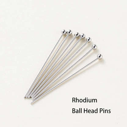 100pcs 16-50mm Flat Head, Ball and Eye Head Pins - Silver, Rhodium, Platinum and Gold - Jewelry Making Findings