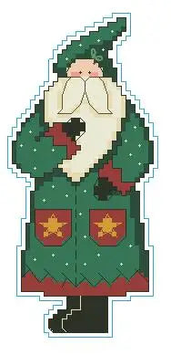 Green Santa hat and coat crossed stitched figure