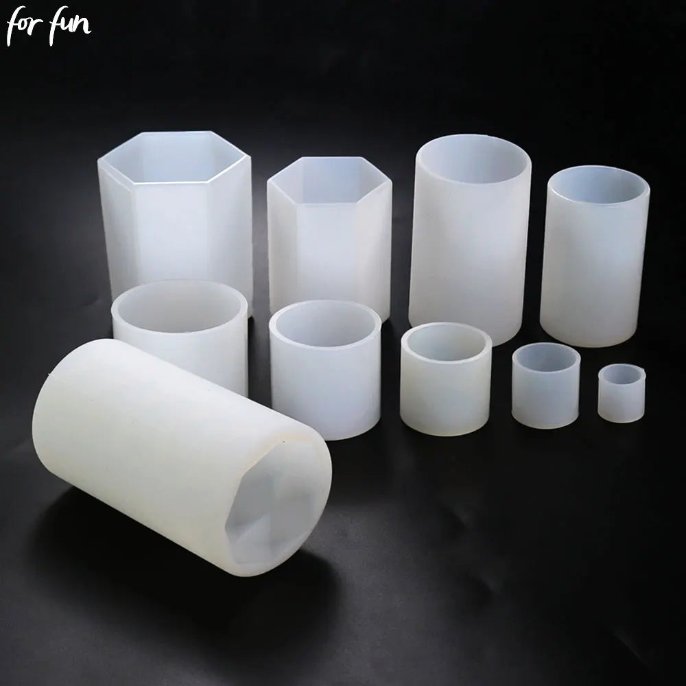 Cylinder and Hexagon Silicone Molds for Candle Making - 7 sizes