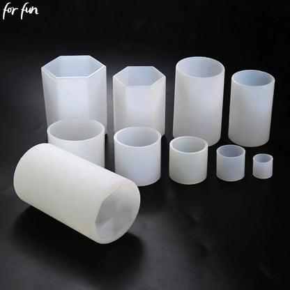 Cylinder and Hexagon Silicone Molds for Candle Making - 7 sizes