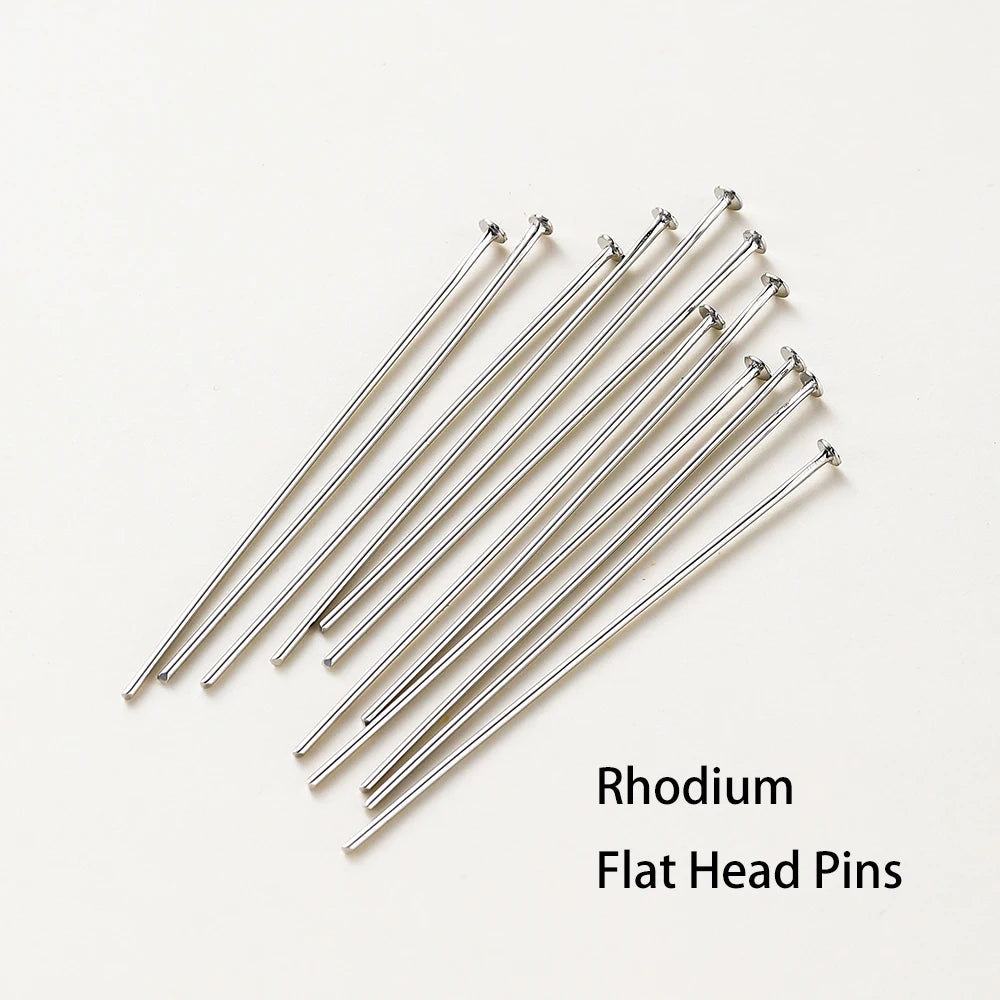 100pcs 16-50mm Flat Head, Ball and Eye Head Pins - Silver, Rhodium, Platinum and Gold - Jewelry Making Findings