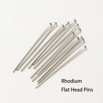 100pcs 16-50mm Flat Head, Ball and Eye Head Pins - Silver, Rhodium, Platinum and Gold - Jewelry Making Findings