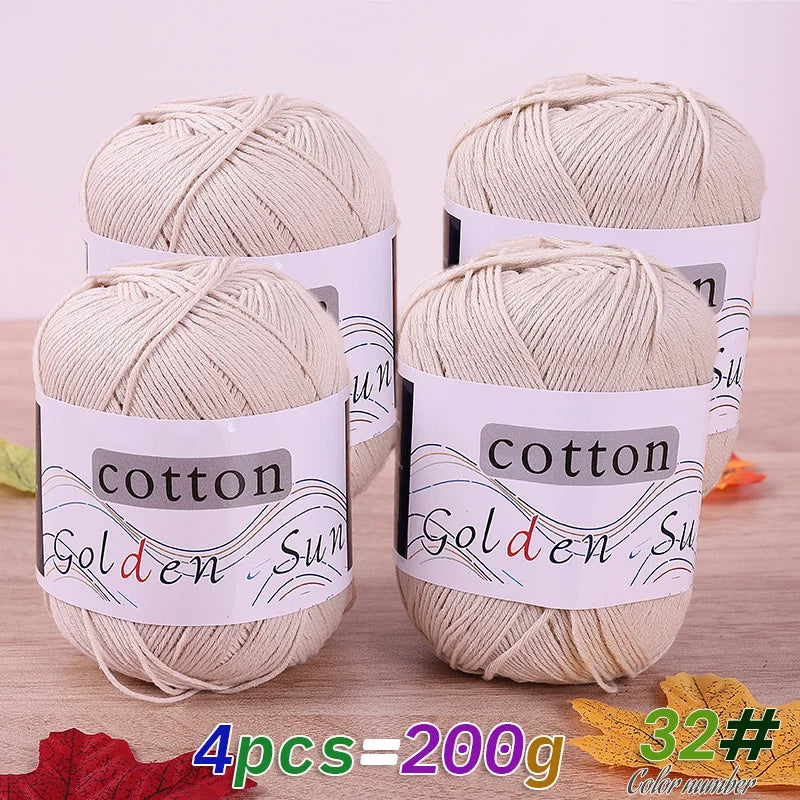 4 Pieces = 200g 100% Pure Cotton Yarn