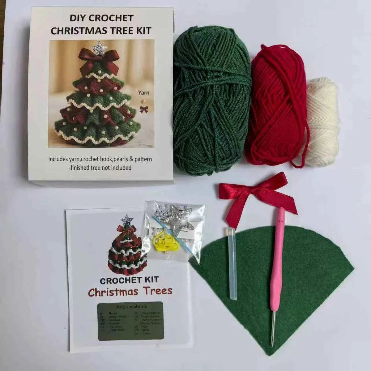 Christmas Tree Crochet Kit – DIY Ruffled Tabletop Tree Starter Set